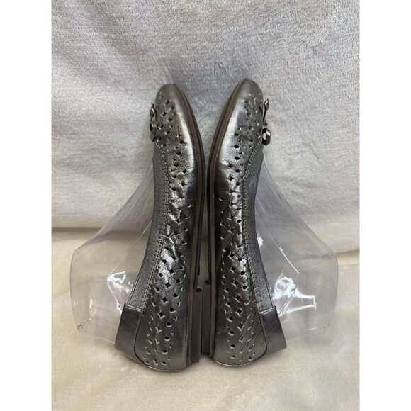 VIONIC Silver Ballet Flats Perforated Leather Comfort Shoes Orthotic Sz 7 - Picture 8 of 10